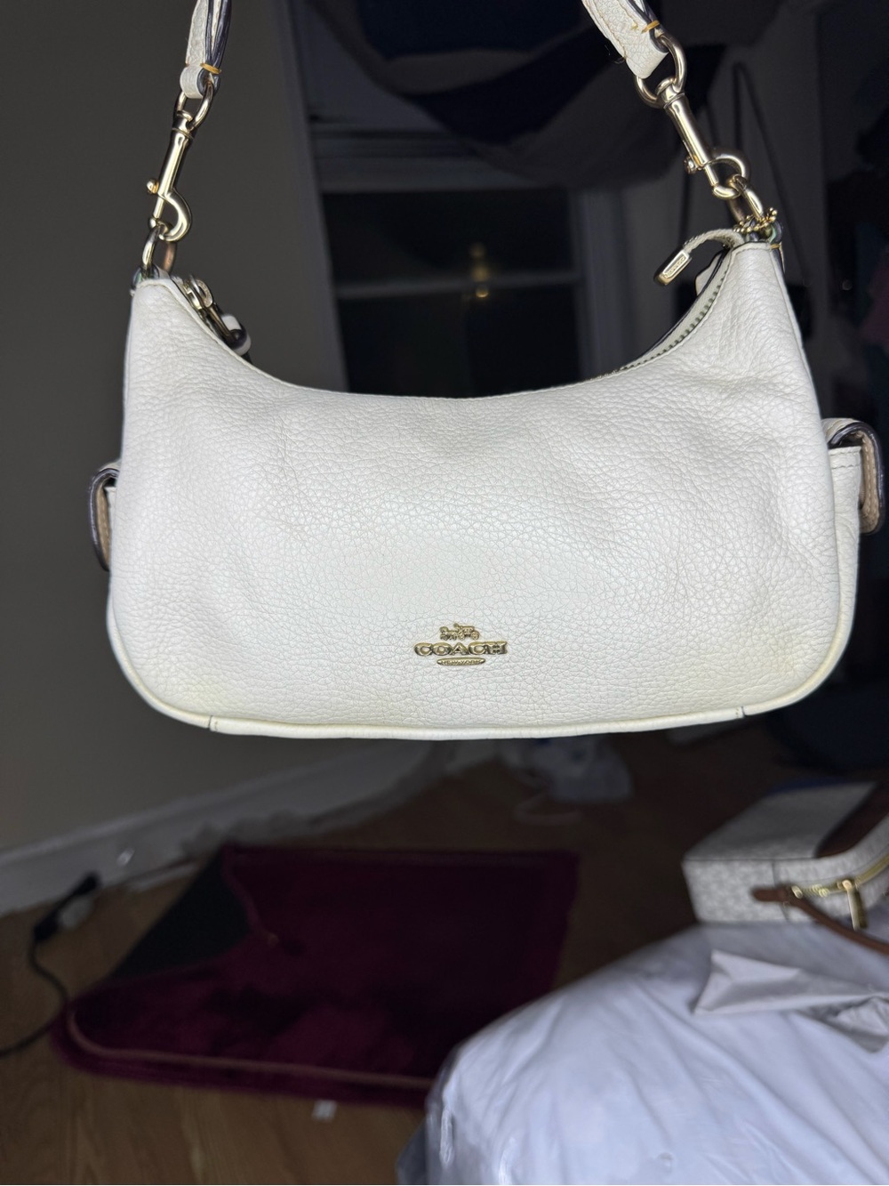 Coach Pennie Pebbled Leather Shoulder Bag with Gold Hardware